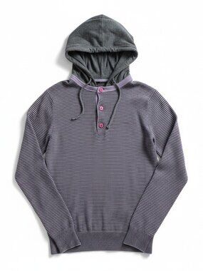 RVCA Purple & Dark Grey Knit Hooded Sweater Medium